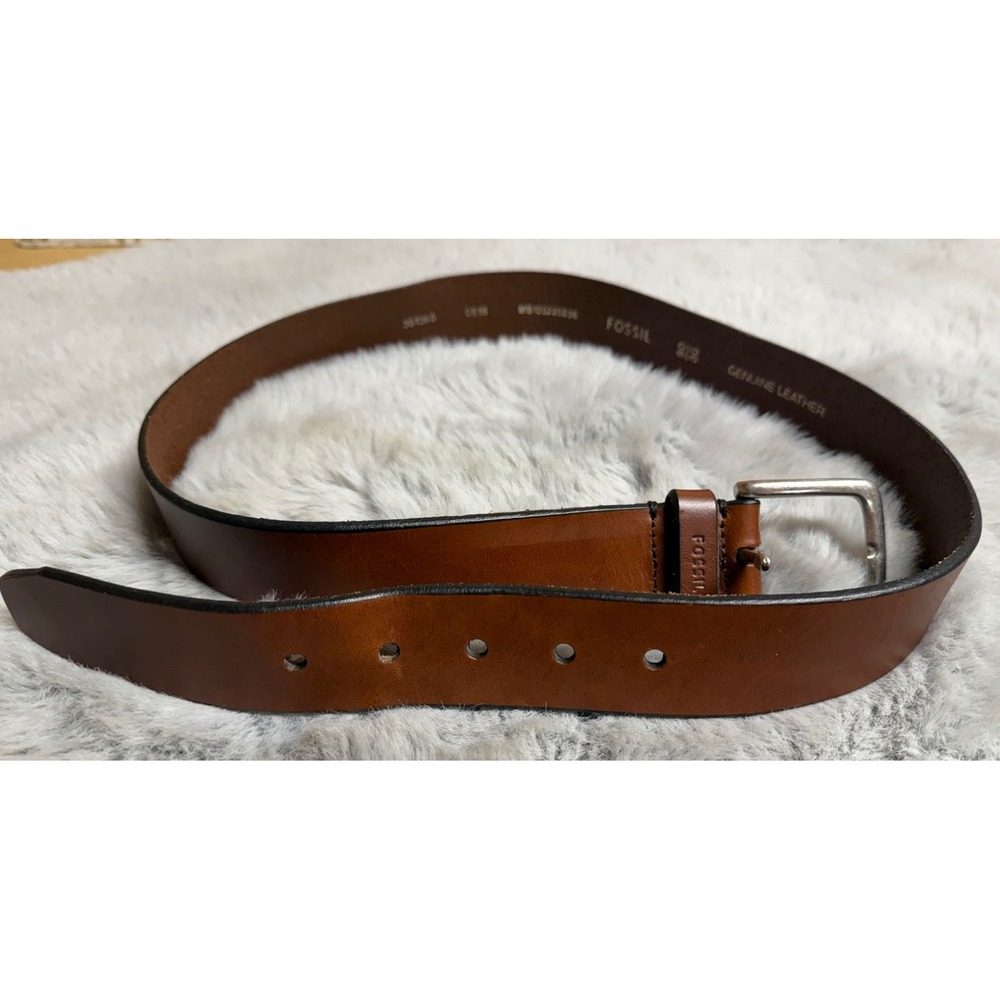 Fossil Mens Brown Genuine Leather Belt Size 36 MB125220036 Silver Buckle - Picture 4 of 5